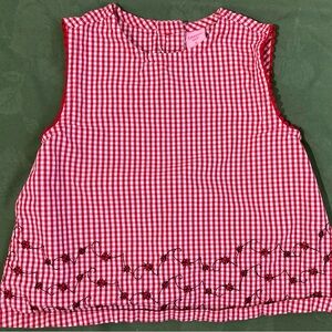 Copper Key Red Gingham Cotton Top with Ladybug Embroidery 5T